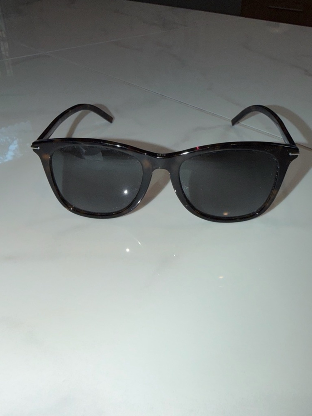 Dior Black Tortoiseshell Frame Sunglasses with Dark Gray Lenses